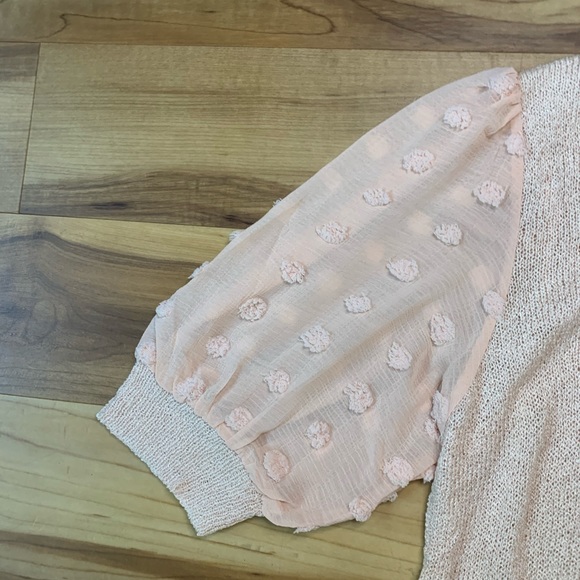 MINE Light Pink Pom Pom Dot Sleeve Knit Top - Picture 7 of 16